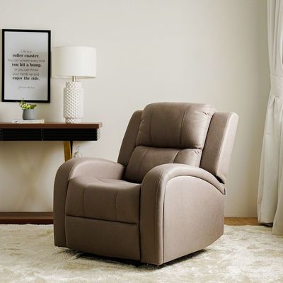 Crimson 1-Seater Fabric Recliner Sofa - Brown - With 2-Year Warranty